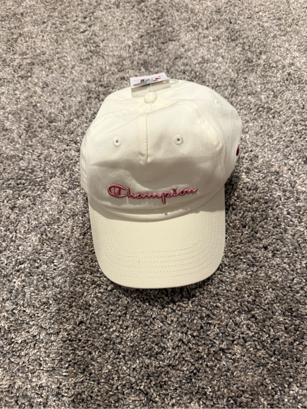 Champion Kids Cream Cap with Pink Script Logo